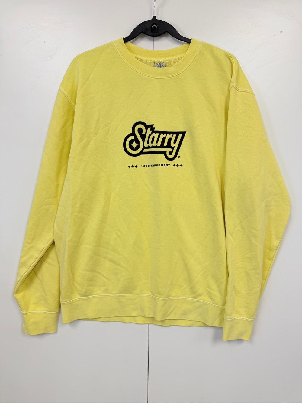 Starry Lemon Lime Graphic Crewneck Sweatshirt Pastel Yellow Cotton Blend Unisex
